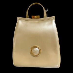 🔥SALE🔥💎VINTAGE💎 GIANNI VERSACE SUNBURST BAG IN ENAMEL COAT W/DUSTY AND GIFT!